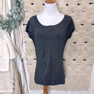 INC International Concepts Dark Gray scoop neck Short Sleeve Top size m